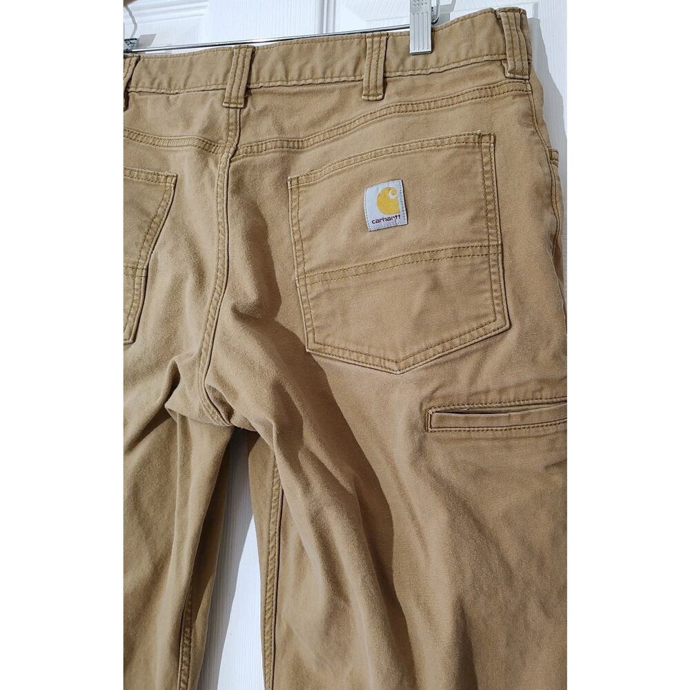 Men's Carhartt Pants Khaki Workwear Relaxed Fit Rugged Flex Canvas Utility 35x27 - Picture 4 of 7